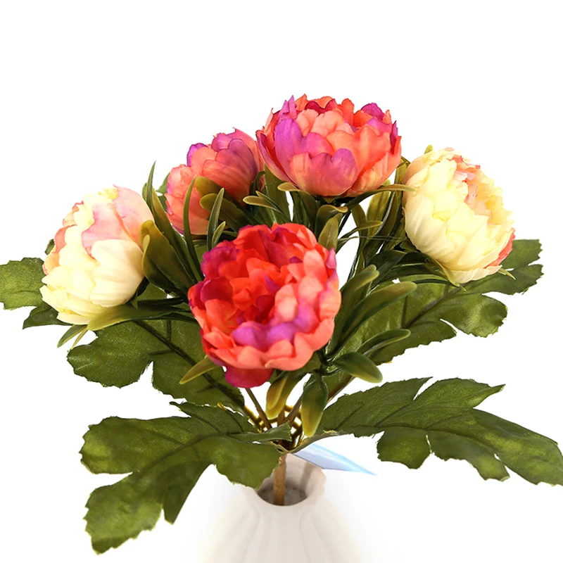 

5 Heads Peony Flower Artificial Bouquet Silk Wedding Bridal Bouquet Christmas Wedding Valentine's Day Party Home Decoration