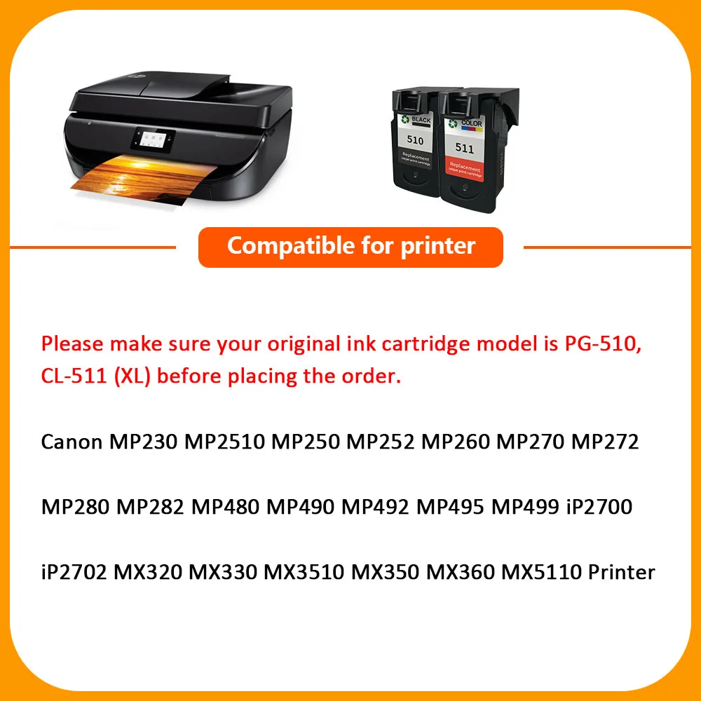 XiangYu pg510 cl511 совместимый чернильный картридж PG 510 CL 511 цветной для Canon Pixma IP2700 MP240 MP250 - Фото №1