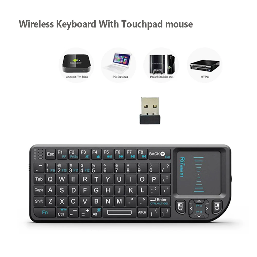 

Original Rii Mini X1 English Mini 2.4GHz Wireless Keyboard Air Mouse with TouchPad for Android TV Box/Mini PC/Laptop