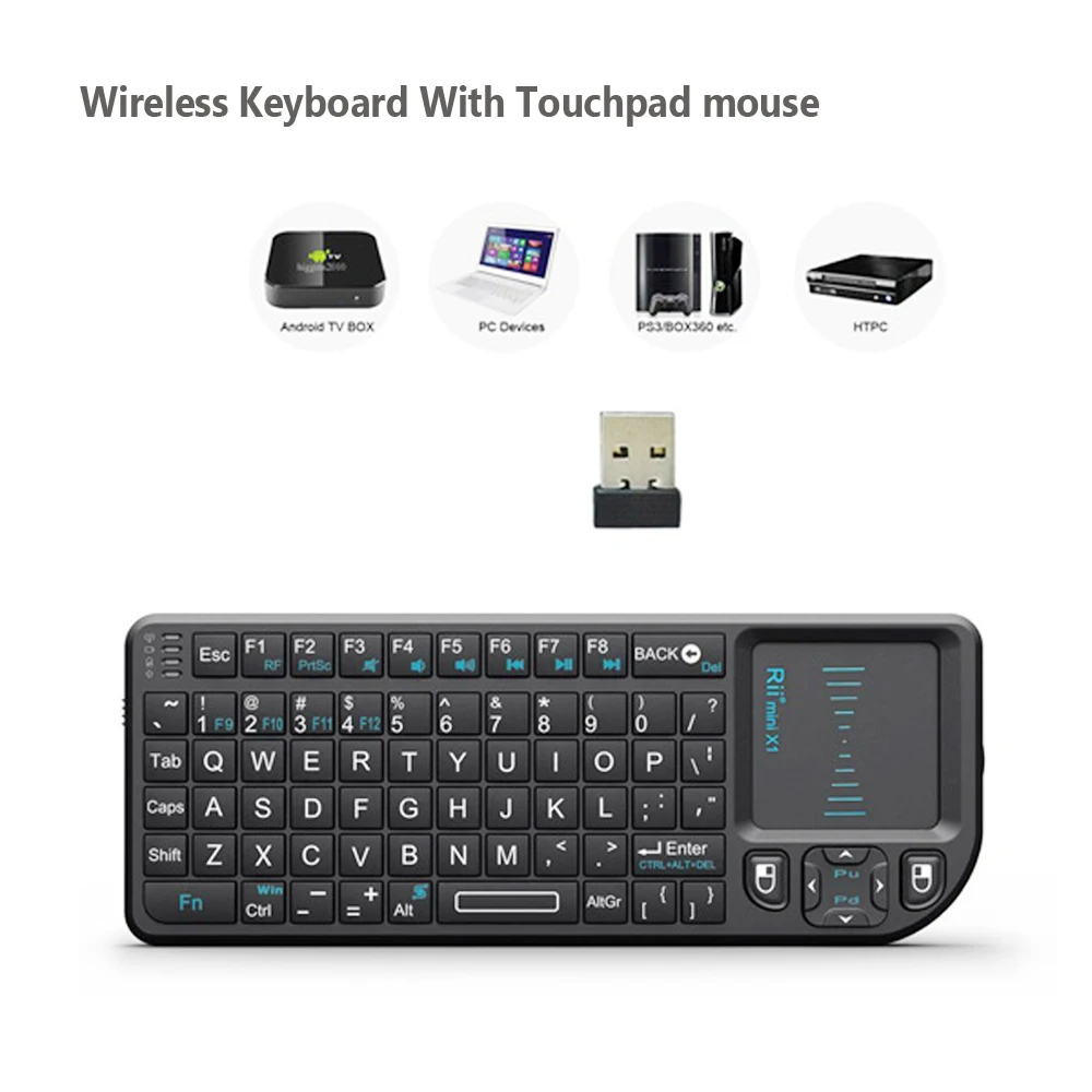 Оригинальная Беспроводная мини клавиатура Rii X1, 2,4 ГГц, английская клавиатура с тачпадом для ТВ приставки Android/мини ПК/ноутбука|Клавиатуры|   | АлиЭкспресс