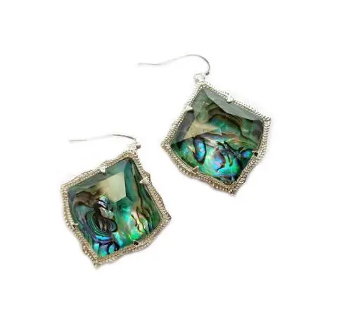 

Fashion Silver tone Kite Claws Abalone Shell Stone Drop Dangle Earrings