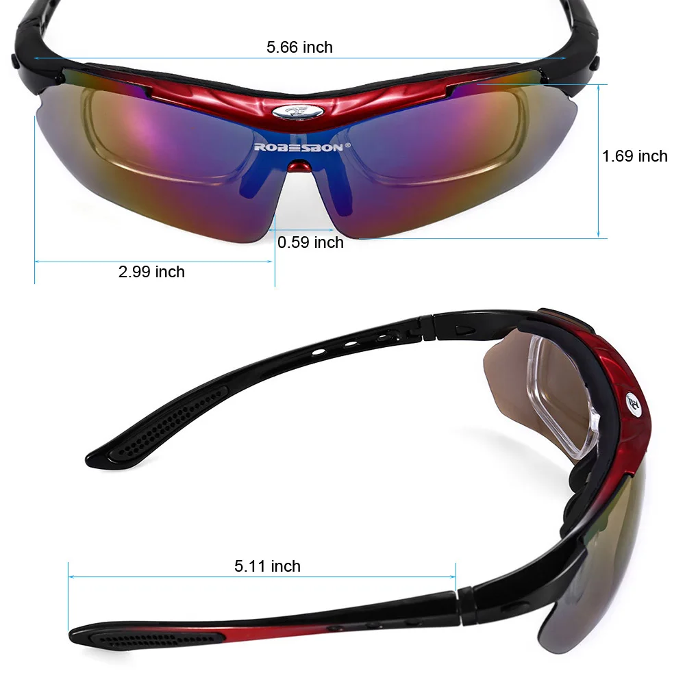 ROBESBON 0089 Men Cycling Eyewear Sunglass Outdoor UV400 Sports Glasses 5 Lenses