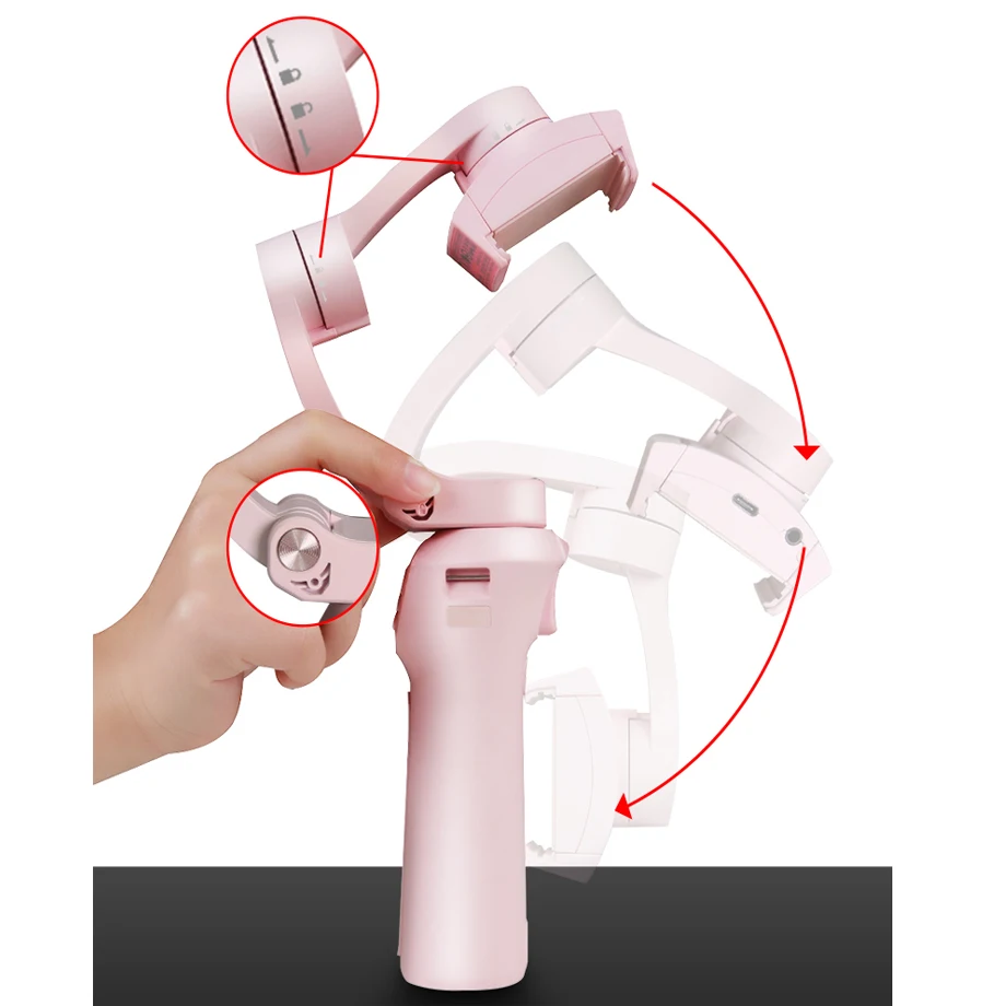 Atom 3-Axis Foldable Pocket-Sized Handheld Gimbal Selfie phone Stabilizer for iPhone Samsung GoPro&Wireless Charging PK Smooth 4-8
