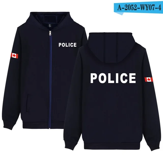 Полицейская одежда, мужская модная куртка, пальто с принтом, толстовки с капюшоном на молнии, Топ бренд, Повседневная Толстовка с капюшоном - Цвет: navy blue