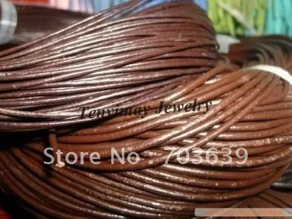 

Wholesale 25m 4mm Brown Geguine Leather Necklace Cords For DIY Free Shipping