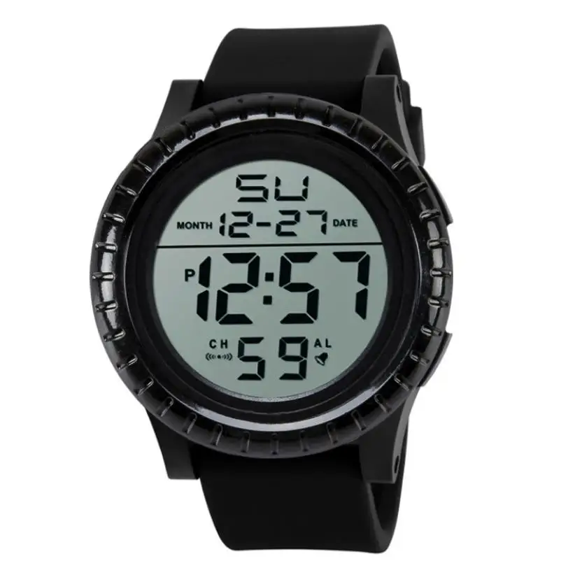 Модный мужской светодиодный цифровой таймер обратного отсчета даты Спортивные кварцевые наручные часы