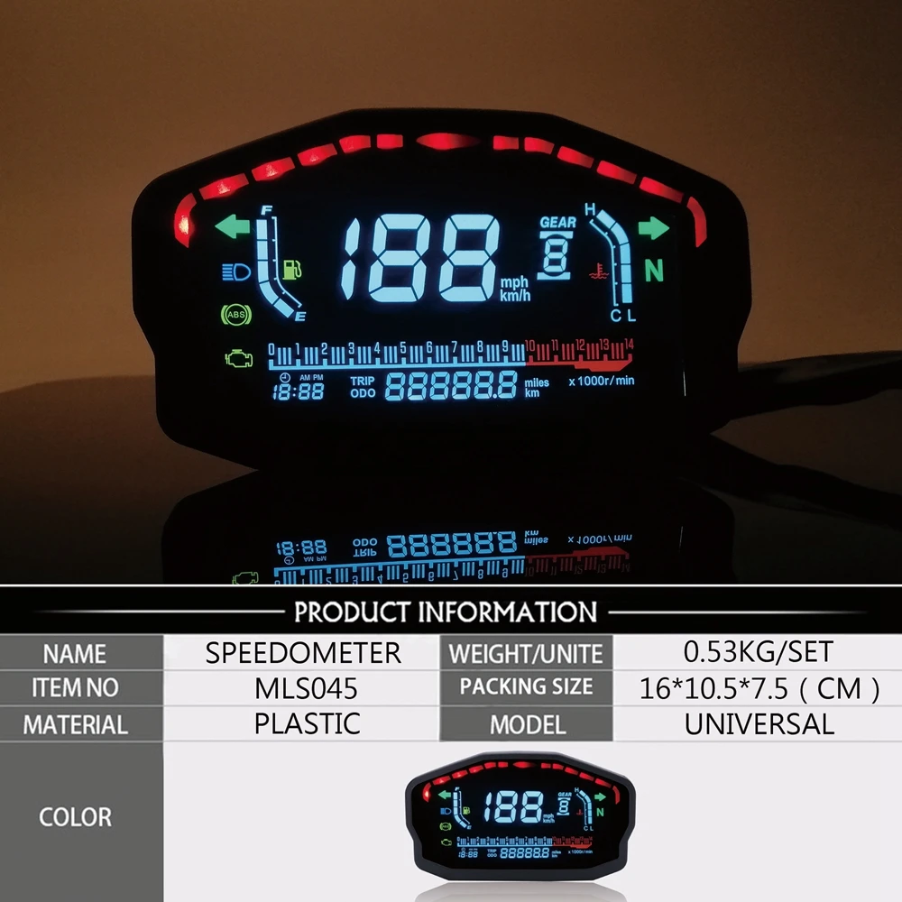  For 124 Cylinders Motorcycle Universal LED LCD Speedometer Digital Backlight Odometer For BMW Honda - 33038204555