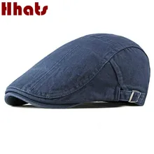 Винтажный простой мужской джинсовый берет, шляпа из стираного хлопка, Ретро стиль, плоская кепка, регулируемая Классическая Кепка, Кепка из плюща, уличная Кепка с козырьком, Кепка
