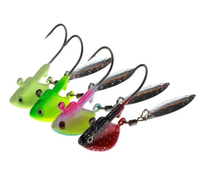 4Pcs Jig Head Spinner Lead Fish 3.2cm 4.2g Lead Head Fishing Hook Soft