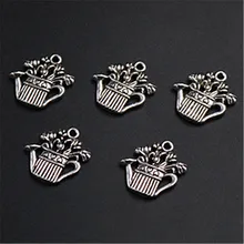 Wkoud 10 pçs cor prata rega pote charme liga pingentes moda pulseira brincos diy jóias de metal artesanal a1220