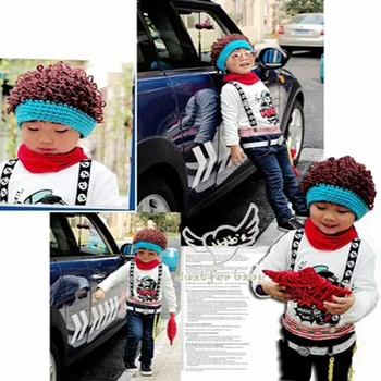 

Hand-woven Full Moon Clothing Knit Hat Newborn Baby Wool Cute 100%Handmade Infant Hundred Days Photography 0-3 months Wig Cap