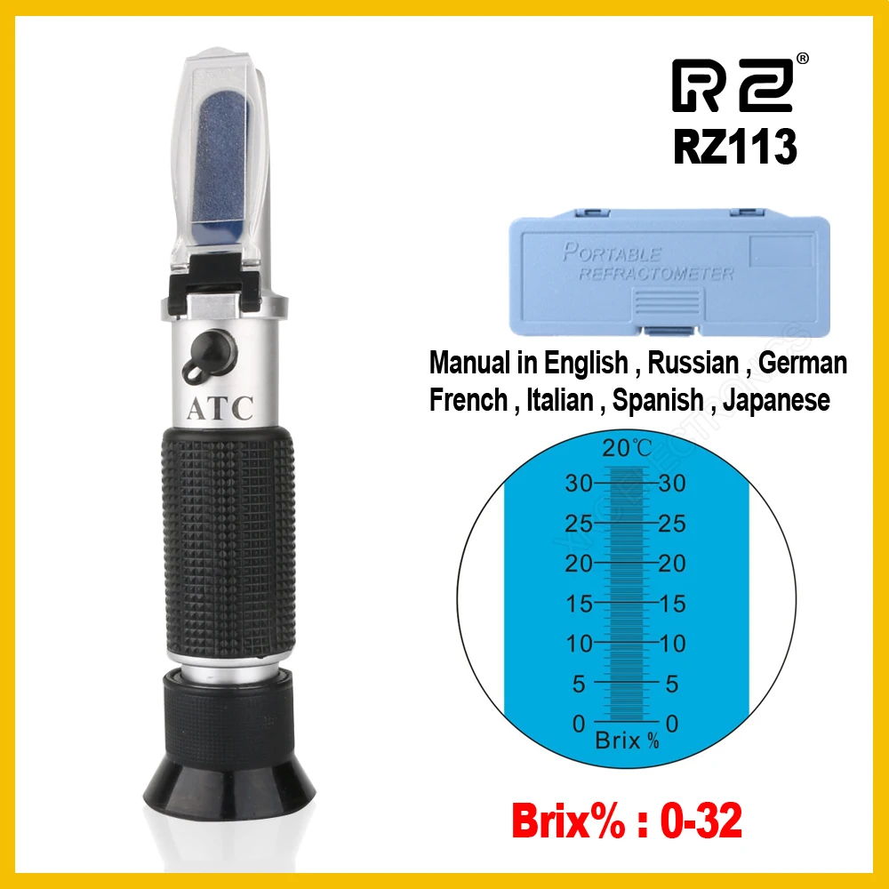 comprar RZ 0 ~ 32% RHB 32ATC Óptica Brix Refratômetro Açúcar Bebidas Alimentos Conteúdo RZ113 ATC Medidor Ferramenta de Teste Handheld