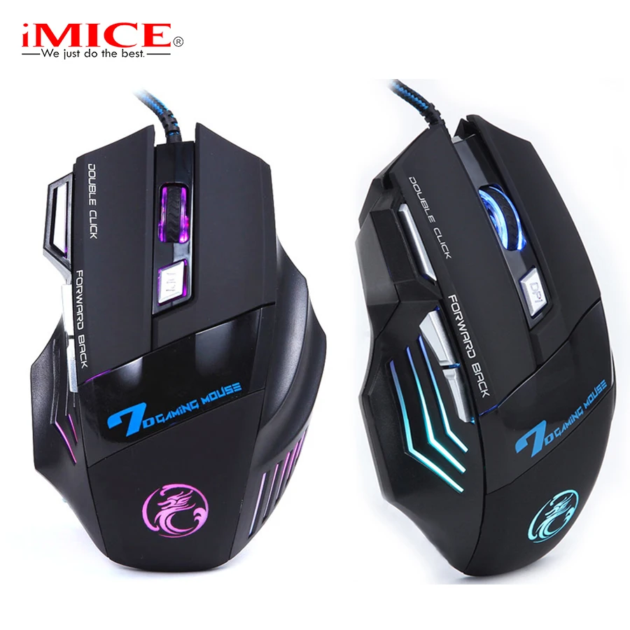 

iMice X7 Wired Gaming Mouse Professional DPI Adjustable 7 Buttons USB Optical Gamer Computer Mouse Mice for PC Computer Laptop