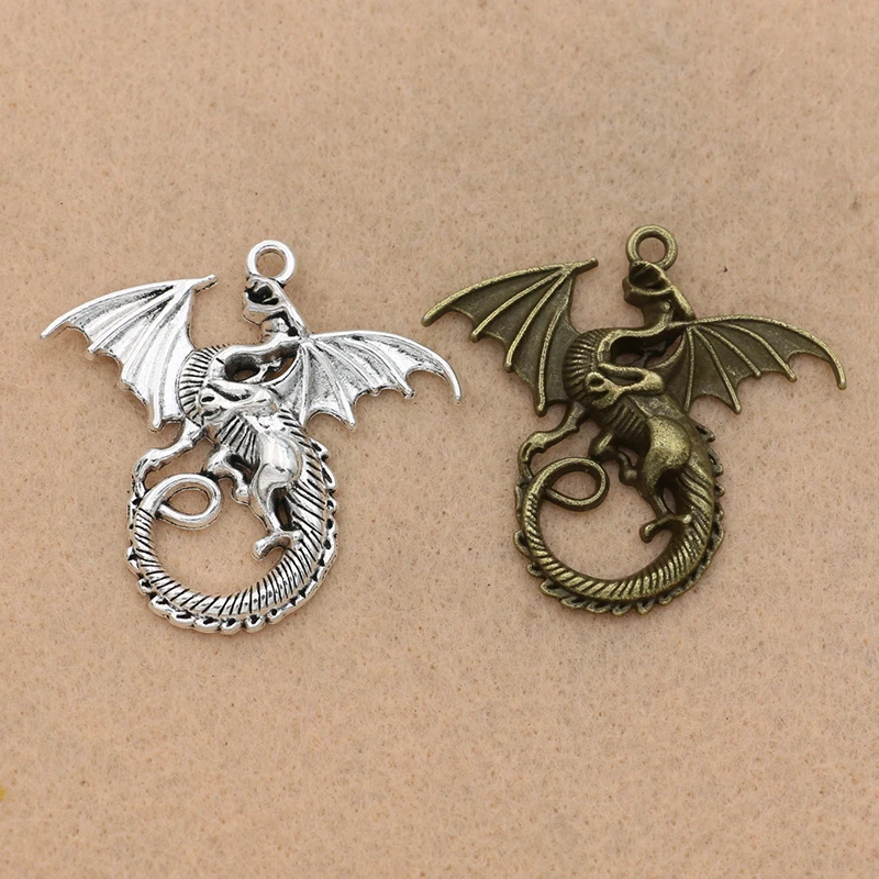 3D Dragon,Charm Silver Alloy Pendants,Jewelry Finding Diy Accessories