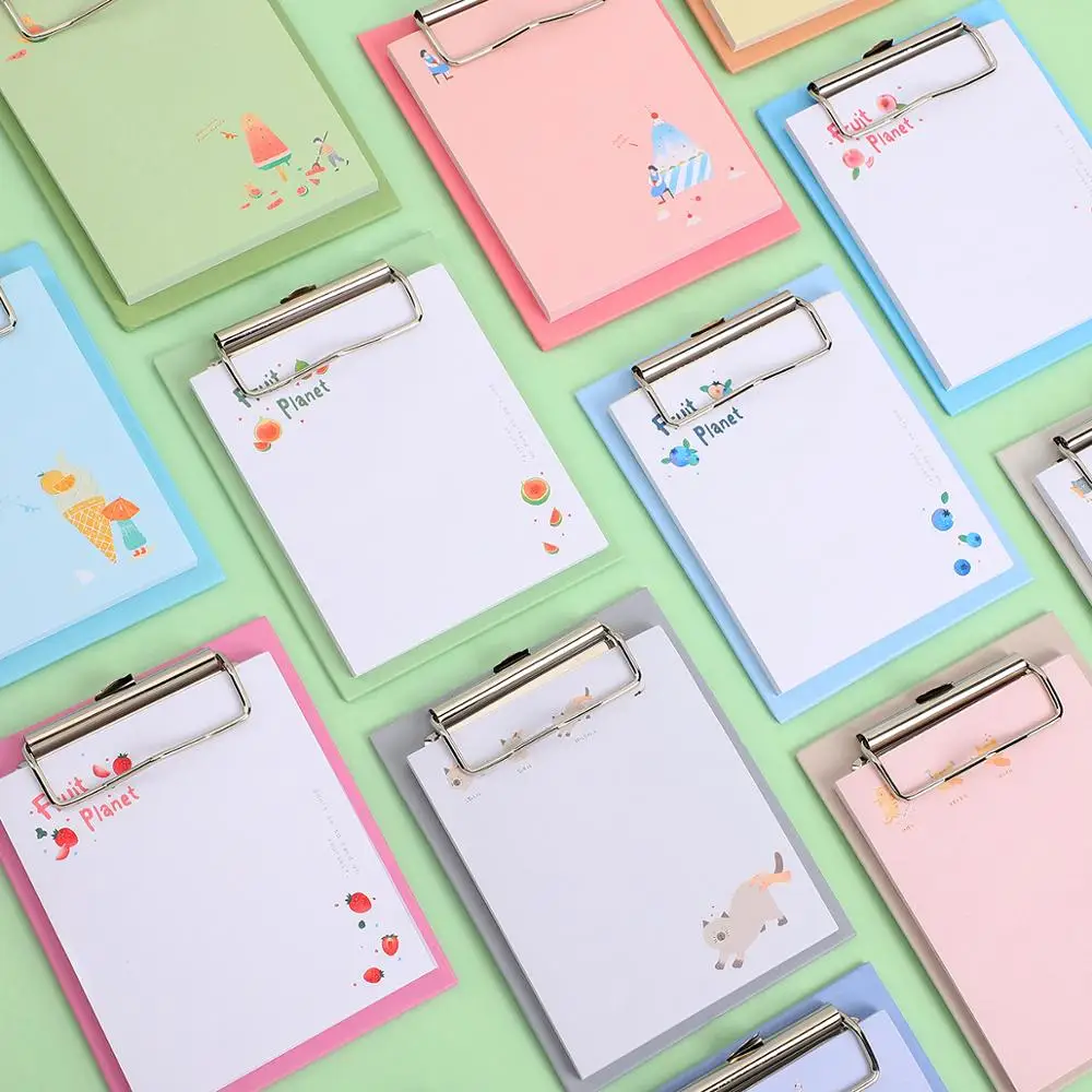 

JIANWU Van Gogh Board Clip Sticky Note Clipboard Memo Pads Fruit Notebook Printed Kawaii note pad clip School Office Supplies