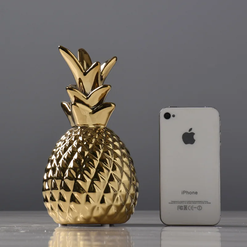 Креативное керамическое украшение ананас, современный минималистичный винный шкаф для спальни, гостиной, украшения, подарок, золотой, белый - Цвет: Golden