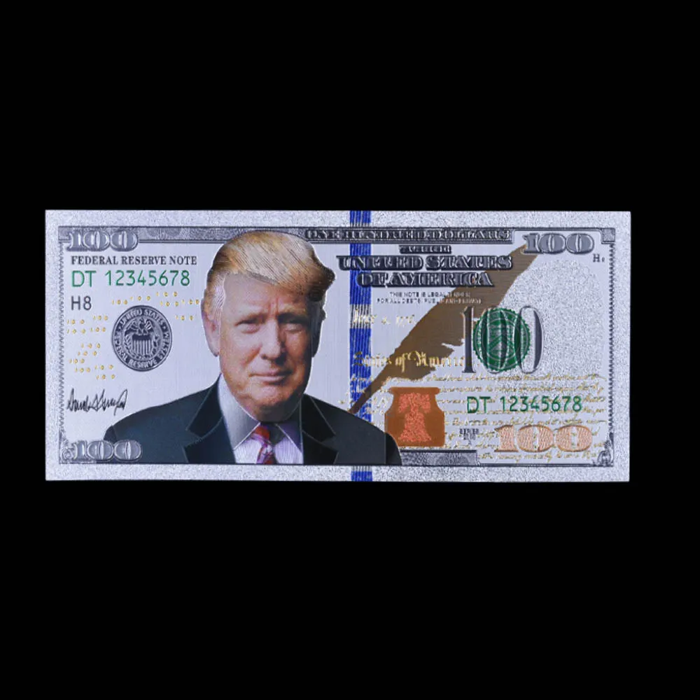 100 доллар красочные серебряные банкноты США Трамп Поддельные Банкноты долларов копия денег банкноты бумага Сбор денег для