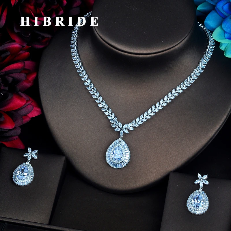 

HIBRIDE Elegent Unique AAA CZ Jewelry Sets For Femme Beautiful Necklace Sets Bridesmaid Wedding Party Show Gifts Wholesale N-503