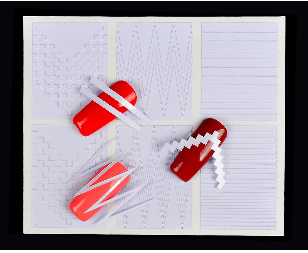 FWC 12 листов наклейки для ногтей Геометрические полосы французский винил для ногтей круг украшения для ногтей трафарет Руководство украшение