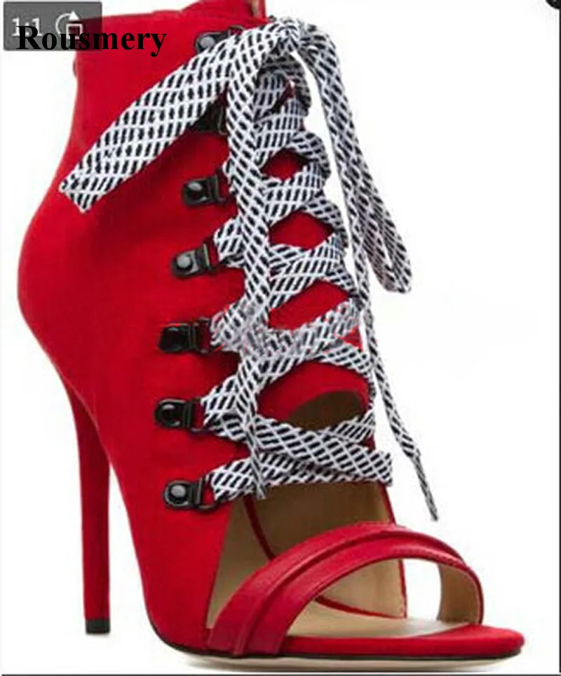 open toe lace up heel sandals