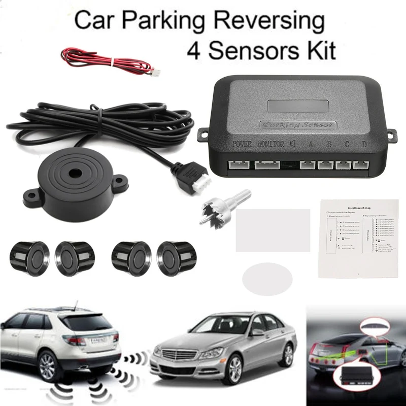 Luz De Oro Color Reversa Trasero parking 4 Sensor ayuda Kit Con Audio Zumbador Alarma