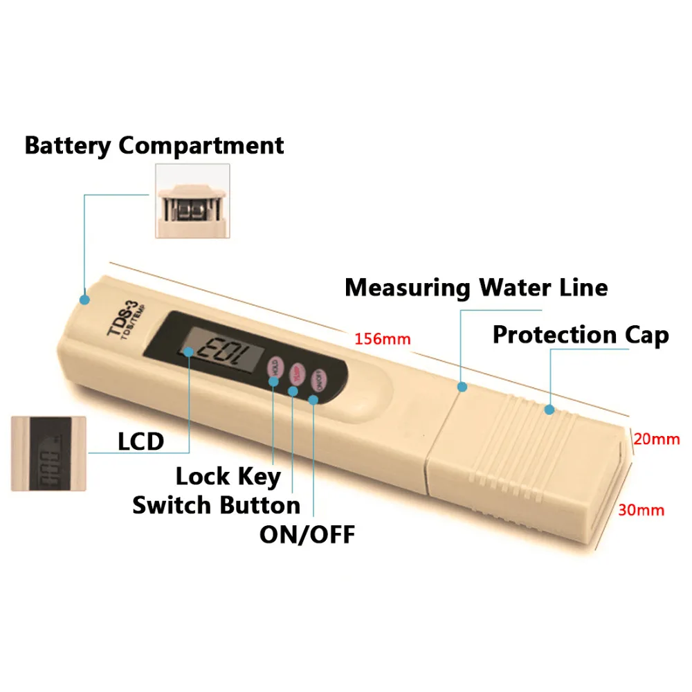 Цифровой тестер качества воды ручка чистоты фильтр PH TDS метр тестер 0-9990 PPM температура портативные измерительные инструменты случайный цвет