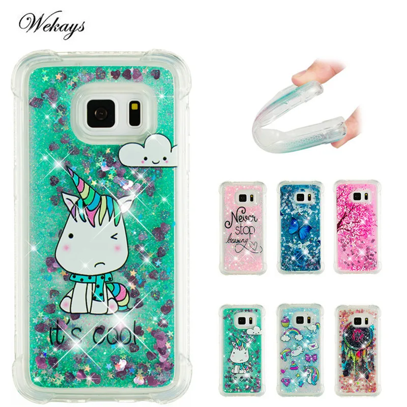 

Wekays Unicorn Quicksand Case for Samsung Galaxy S5 S6 S7 Edge S8 S9 Plus Note8 Case Silicone TPU Dynamic Liquid Glitter Cover