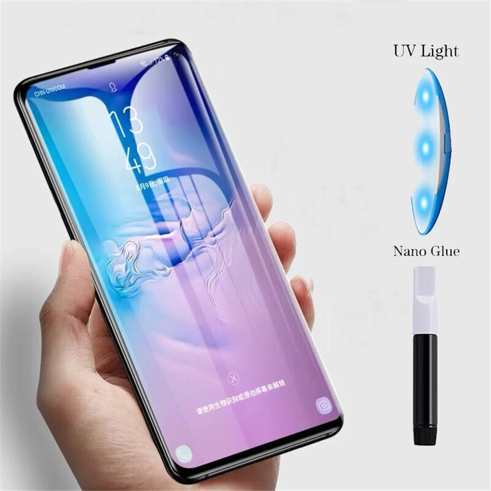 

Nano Liquid For Samsung Note 8 9 S10 S9 S8 Plus S7 Edge UV Full Glue Tempered Glass Clear Screen Protector For Galaxy S10 E Film