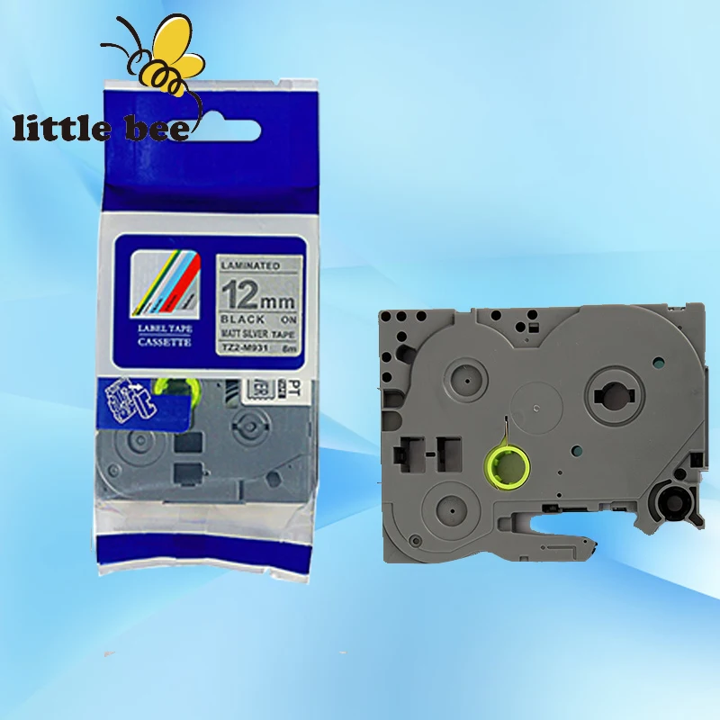 Подходит для TZ label TzeM931 tzM931 tze M931 12 мм * 8 м черный на Матовой серебряной Tze-M931 P-touch Ribbon