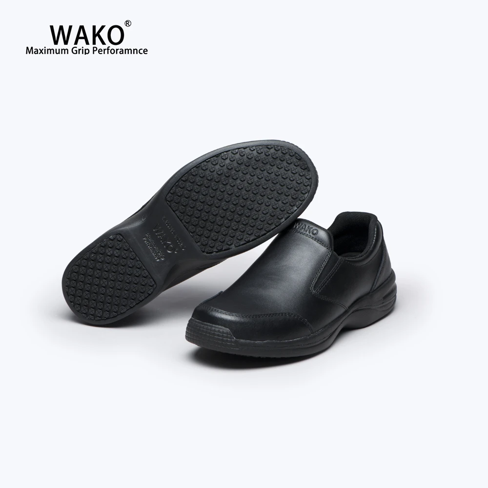 black leather non slip work shoes