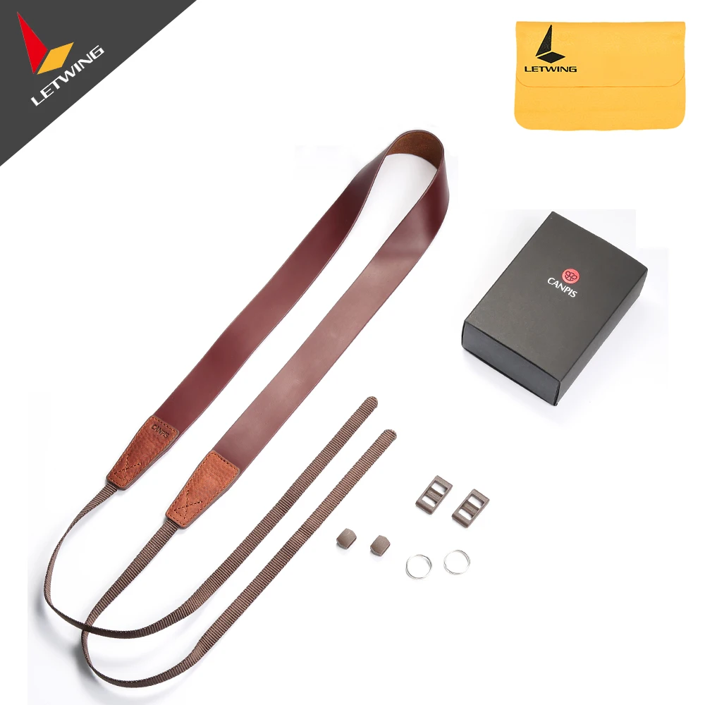 Brown Black CANPIS Adjustable Universal Leather Camera