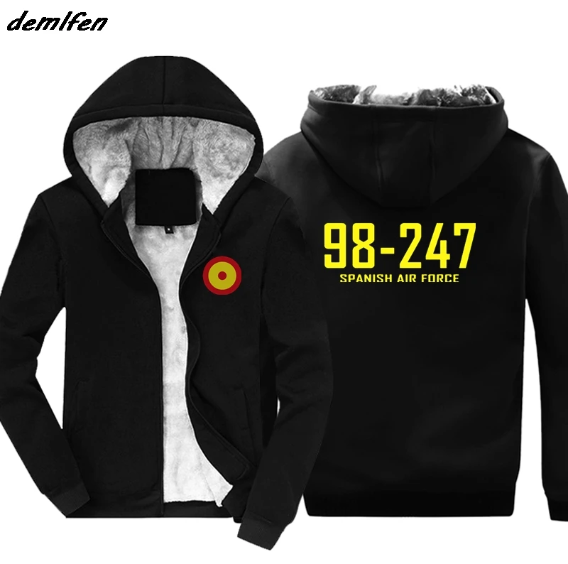 Men Keep warm zipper Sweatshirt Fashion Spanish Air Force Roundel hoodie Free Sticker SPAF Spain 2 Sides Jacket hoody Harajuku | Мужская