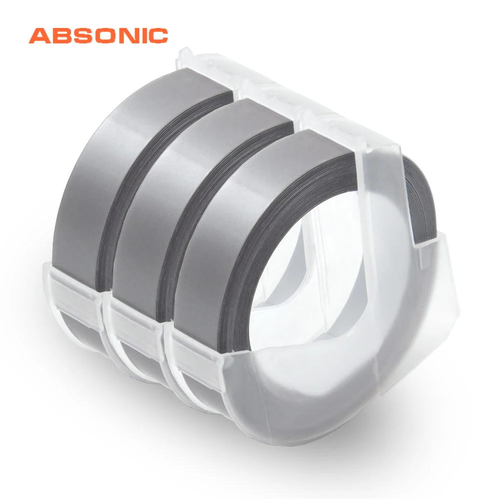 Absoonic 3 рулона 9 мм * м Silver Dymo 3D тиснение пластиковые ленты для Тиснения Этикеток DYMO