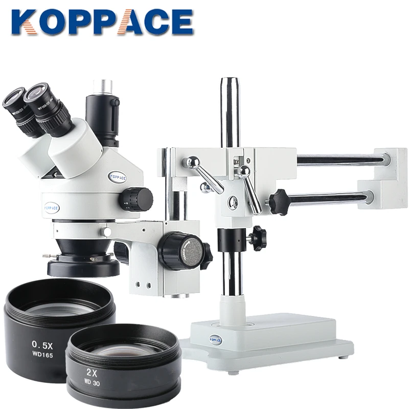 

KOPPACE 3.5X-90X Trinocular Zoom Stereo Mobile phone repair Microscope 10X Eyepieces Includes 0.5X/2X Objective,LED Ring Light