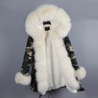 Для женщин зимнее пальто Роскошные Большой Фокс меховой воротник манжеты пальто с капюшоном съемной подкладкой из искусственного меха ASOS Мужские парки верхняя одежда Длинные зимняя куртка