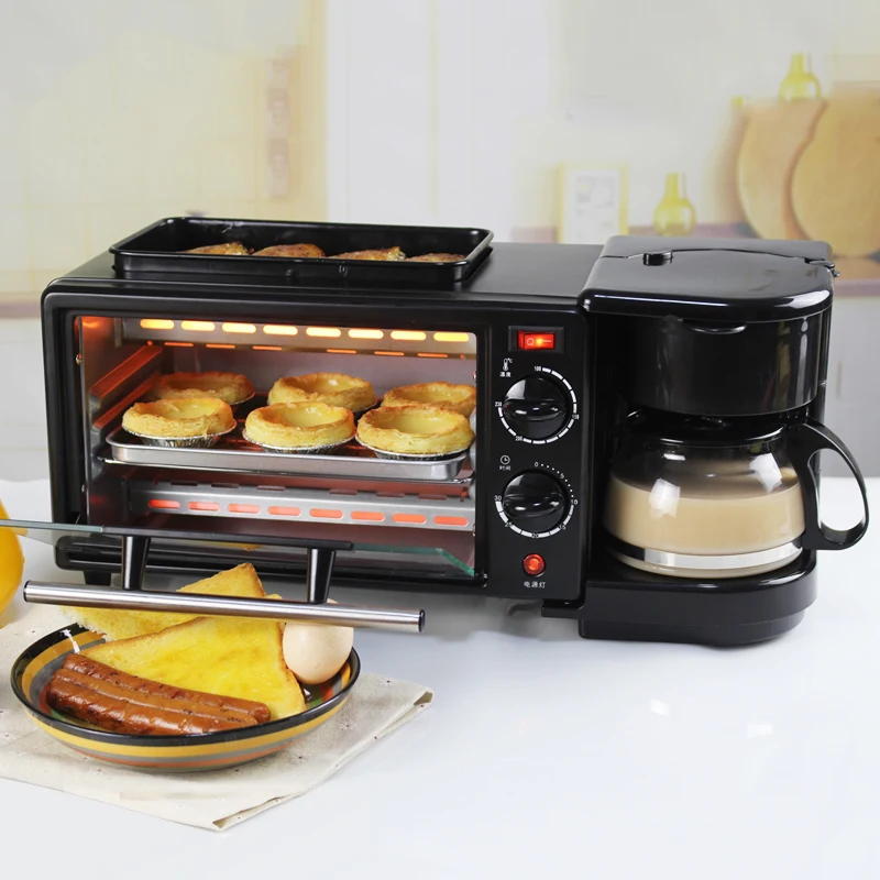 

220V 3 In 1 Electric Breakfast Toaster Automatic Multifunctional Electric Bread Baking Oven Frying Pan With Coffee Pot EU/AU/UK/