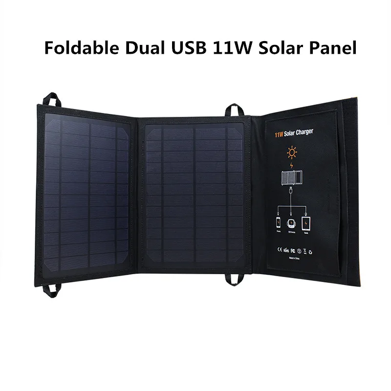

Dual USB 5V 11W Solar Panel For Moble Phones Tablet PC Foldable Solar Battery Portable Smart Solar Charger