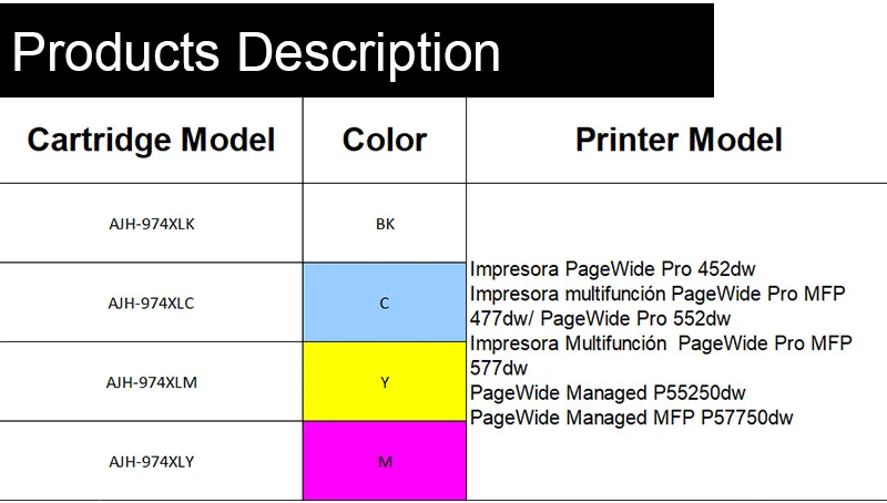 Картриджи cistструйных ciss для hp pagewide pro 452dn/452dw MFP 477dn/MFP 477dw MFP 577dw/z 552dw для hp 974 ciss