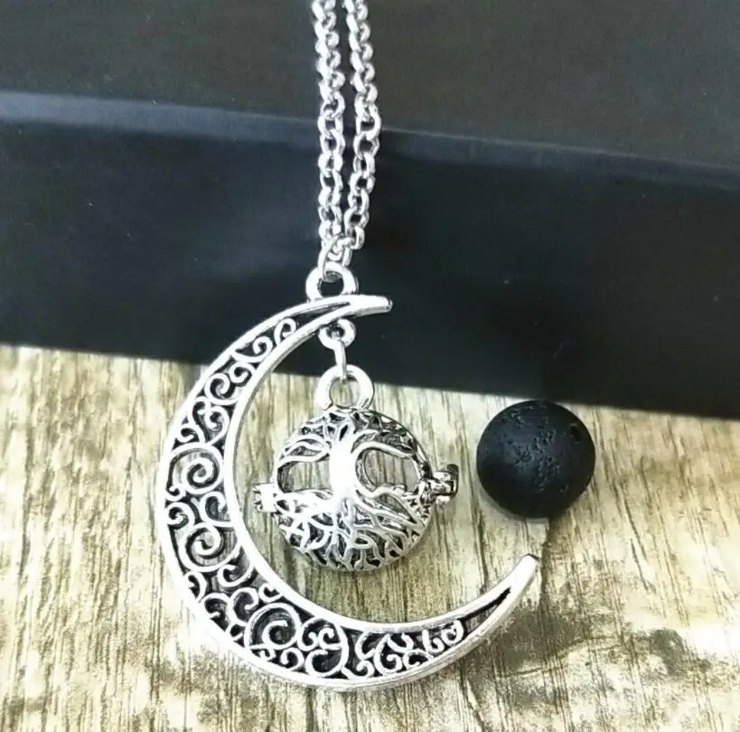 

Hollow Out Tree Of Life Lava Stone Necklace Diy Aromatherapy Essential Oil Diffuser Necklace For Women Jewelry