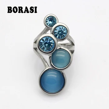 

New Style Pink/Blue/White Round Opal Ring Gold Color High-grade Fashion Delicate And Charming Woman Rings Wholesale