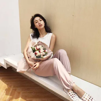 

2019 Summer Women Harem Pants Casual High Waist Beach Trousers Loose Korean Long Pants