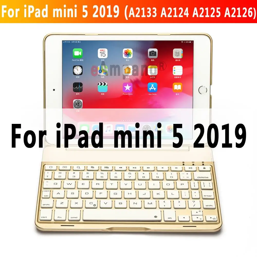 Bluetooth-клавиатура с подсветкой чехол для iPad Mini 5 Mini 4 7,9 A2133 A2124 A2125 A1538 A1550 7 цветов Smart Беспроводной клавиатура - Цвет: Case For iPad Mini 5