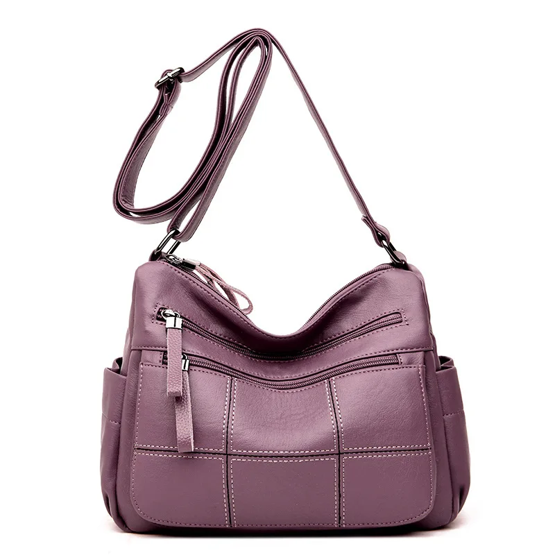 Популярная женская сумка через плечо, роскошные кожаные сумки, женские сумки, дизайнерские женские сумки через плечо для женщин, женская сумка - Цвет: Фиолетовый
