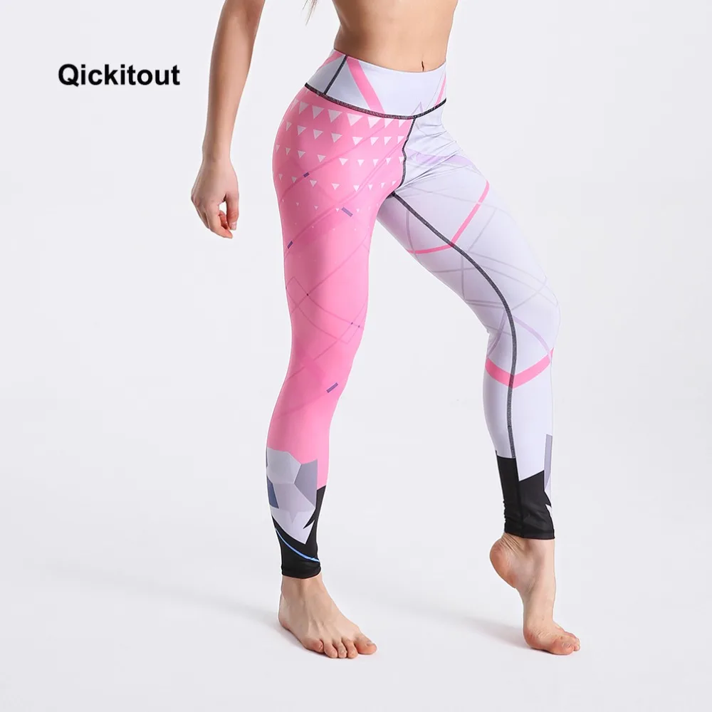 

Qickitout Fashion Women Leggings Summer Long Pants Pink White Color Striped Patchwork Sexy Casual High Waist Pants Fitness