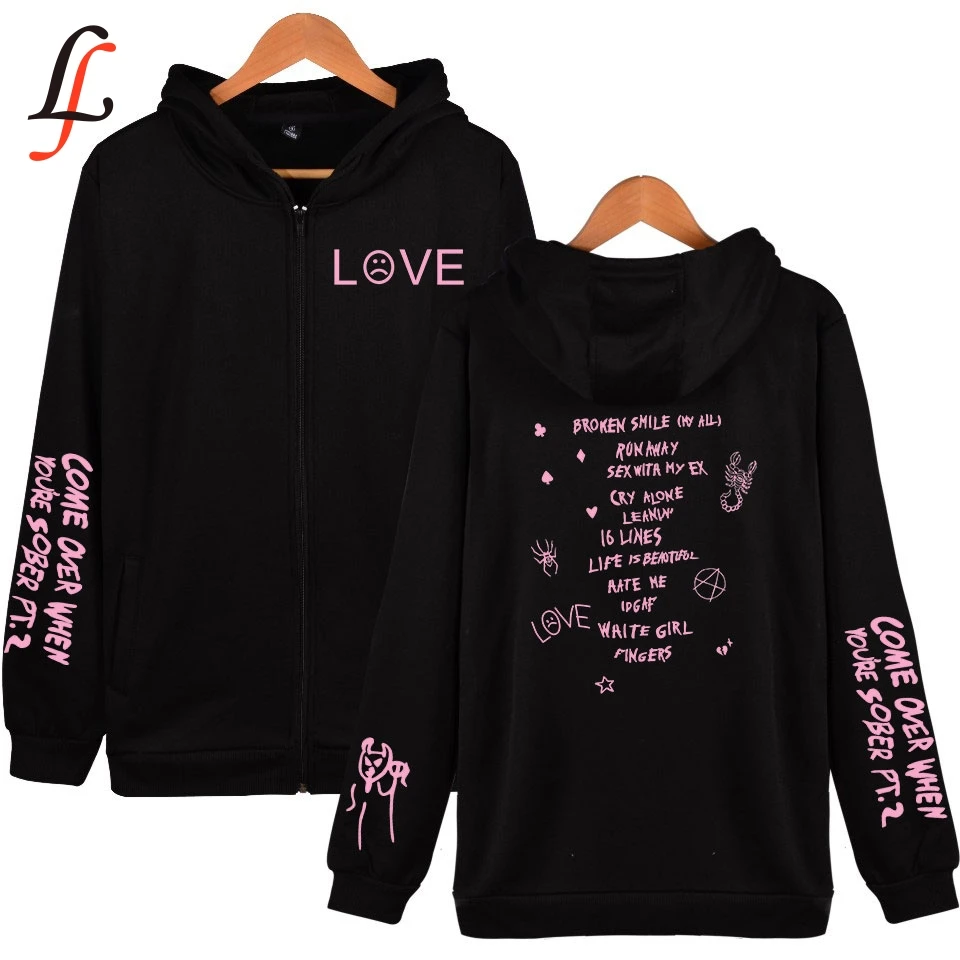 Lil открытым отделанной тесьмы Kpop на молнии толстовки с капюшоном женские для