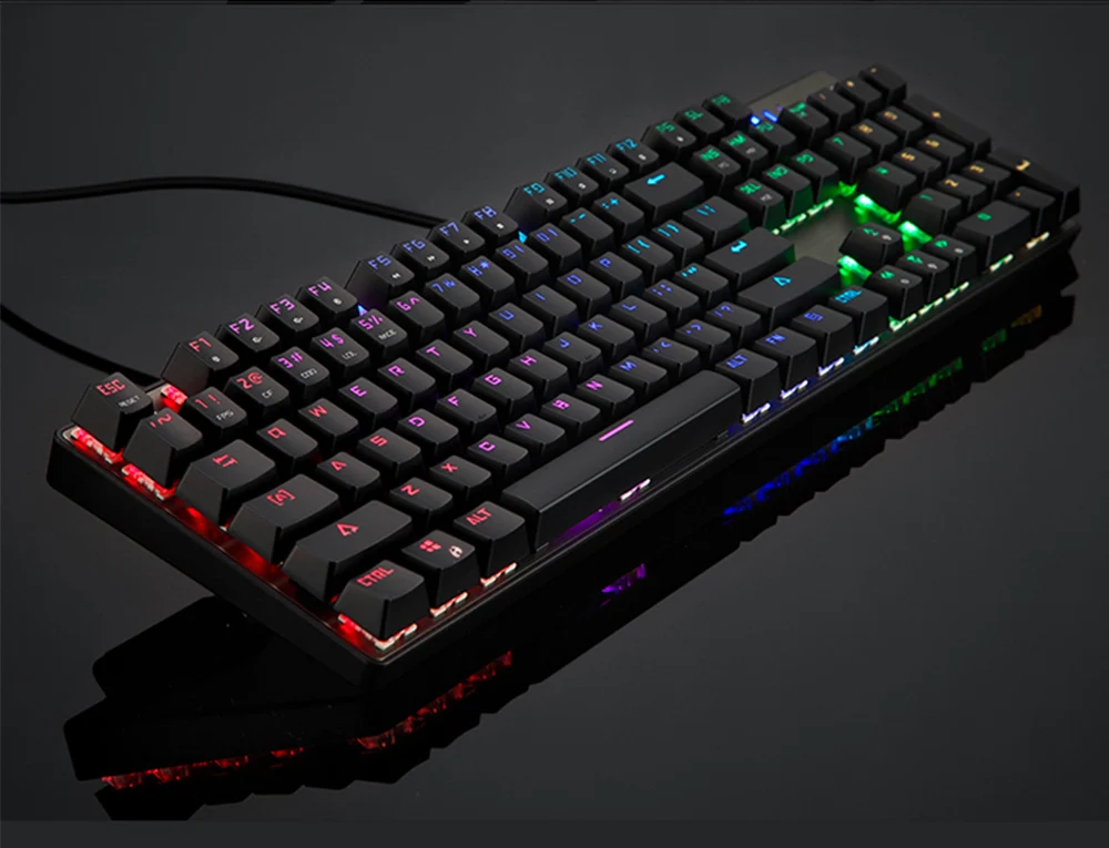 Motospeed CK104 игровая механическая клавиатура RGB/светодиодный с подсветкой анти-ореолы Светящийся синий/красный переключатель Проводная клавиатура Русский/Английский