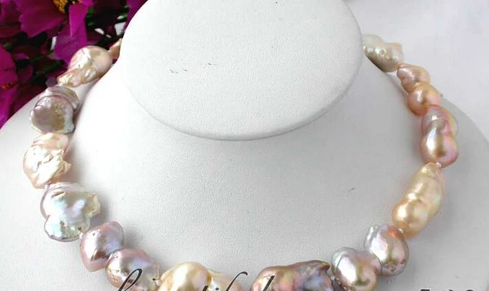 

fast big 17" 30mm pink lavender baroque keshi reborn pearl necklace