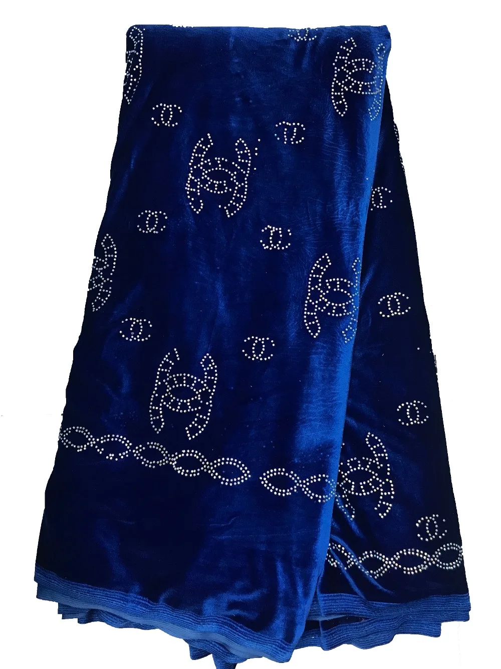 

Nigerian Lace Fabric 2019 High Quality Lace African Tulle Lace With Stones, High-quality Dark blue cloth full of stones