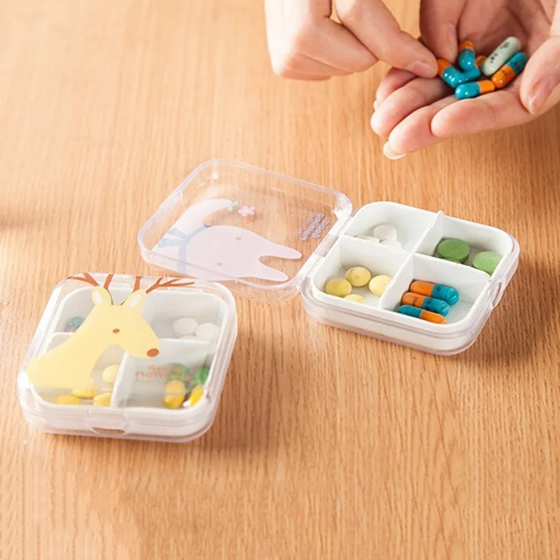 Прозрачный изысканный Box наркотиками Портативный мини мультфильм Пластик Pill