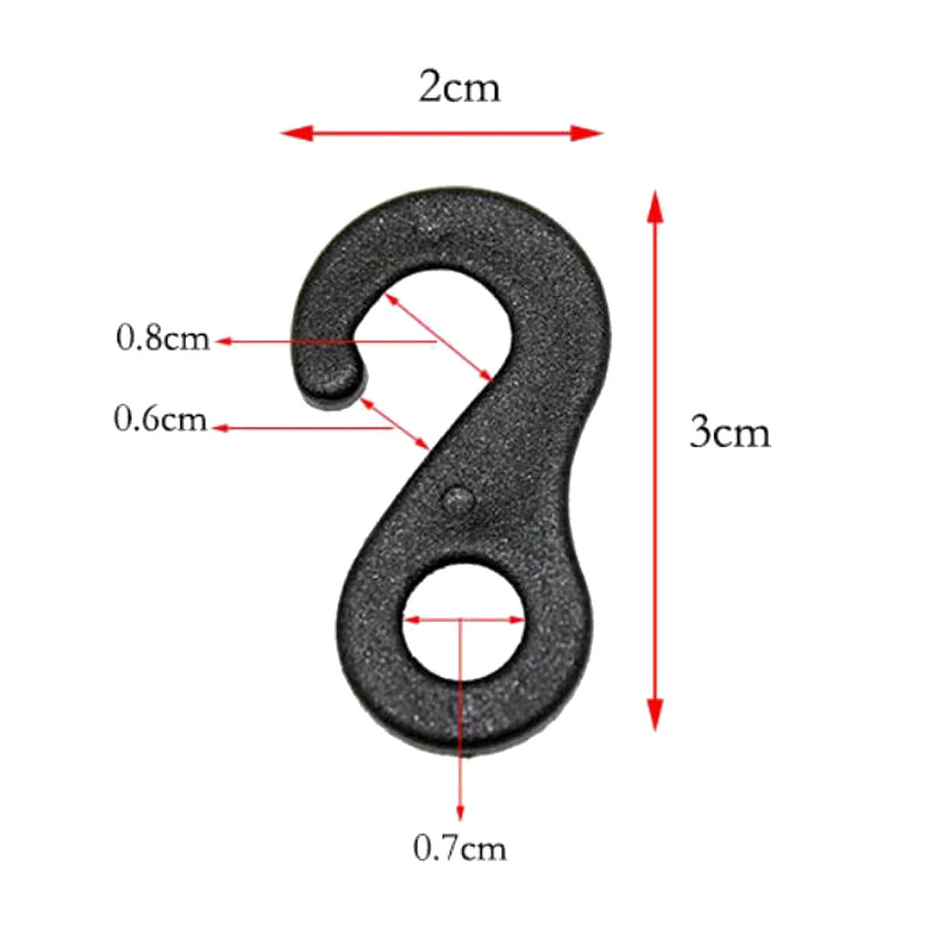 MagiDeal 10 Pcs Heavy Duty Plastic Hook For Fasten Camping Tent  Cord End Tent Bungee Cord Hooks 